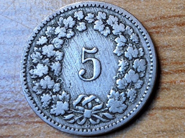 Tutti le monete: 5 Rappen 1891 – Usato da Münchenstein venduto da purbach1 3