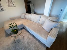 Ecksofa beige in Samtoptik Grösse 2.8m x 1.75m x 1m
