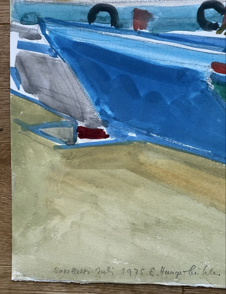 Gemälde: Emil Hungerbühler Aquarell Gemälde signiert Boote – Gebraucht aus Chur von CJ340 3