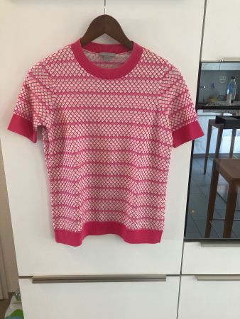 COS Pullover kurzarm pink weiss, Gr. XS neuwertig