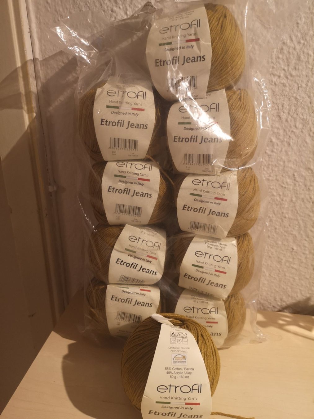Lana: 10x50g Etrofil jeans – Nuovo e nell'imballaggio originale da Frenkendorf venduto da DORU1