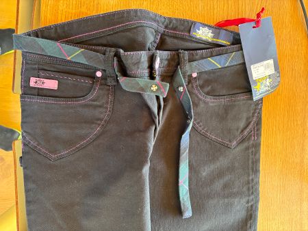 GURU Inspired Denim JEANS Schwarz/Rosa Gr 28 Neu und ungetra
