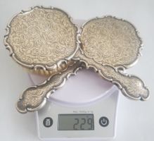 Antikes Silber-Haarbürsten- & Spiegelset, mit 3 Punzen 19cm