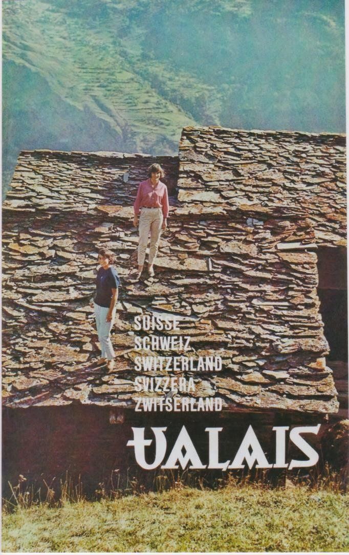Poster & Bilder: VALAIS TOITS EN ARDOISE c.1960 - Affiche originale – Gebraucht aus Blonay von postercollection