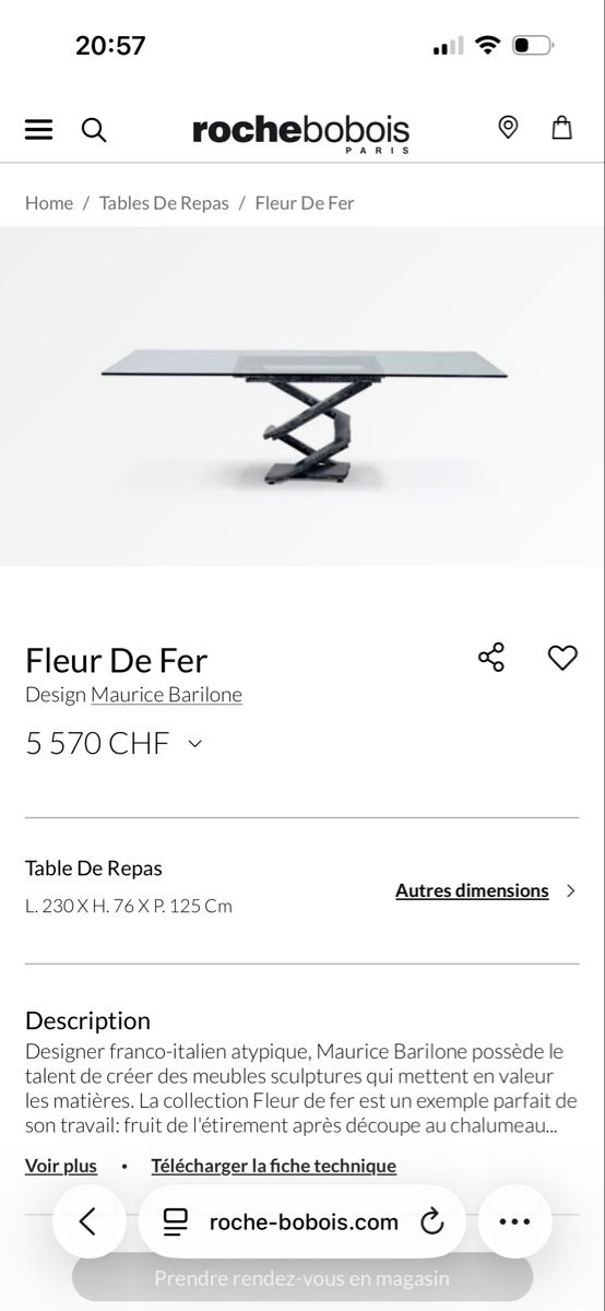 Roche Bobois Tische: Tisch Roche Bobois Fleur de fer – Gebraucht aus Basel von Carathom 3