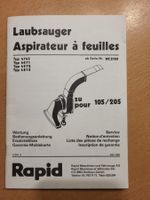 Rapid 105 205 Laubsauger Wartung, Bedienung, Ersatzteillist