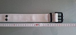 Doppelloch Stoff Gürtel Weiss Länge 110 cm