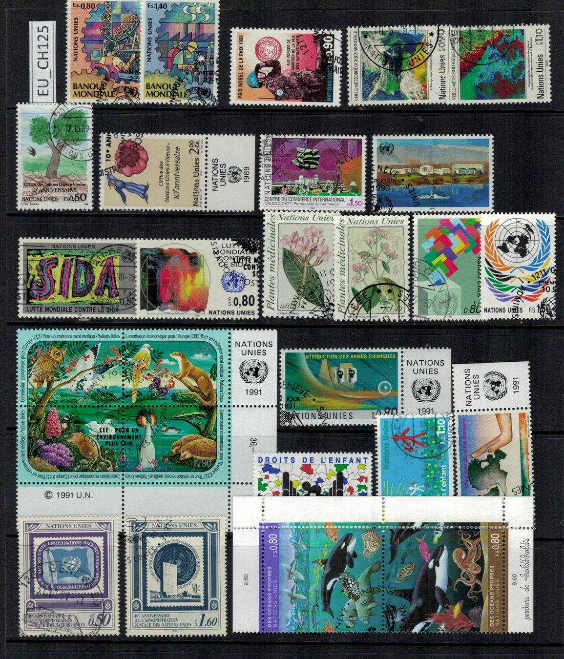 Alle Briefmarken: Schweiz, UNO Genf, 1989/92, EU_CH125 – Gebraucht aus Erlenbach ZH von panstamps