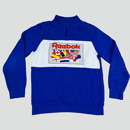 Reebok International Pullover Sweatshirt Blau/Weiss Vinta...