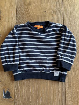 Dunkelblauer gestreifter Babypullover Grösse 74