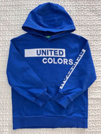 Sweat à capuche Benetton bleu – 110 cm / env. 5–6 ans