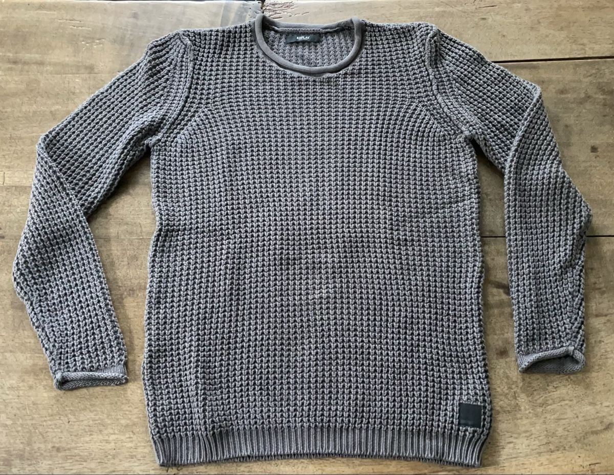 Replay Maglioni & Felpe: Replay Knitwear Pullover grob gestrickt grau Baumwolle – Usato da Zürich venduto da einkaufswagen 1