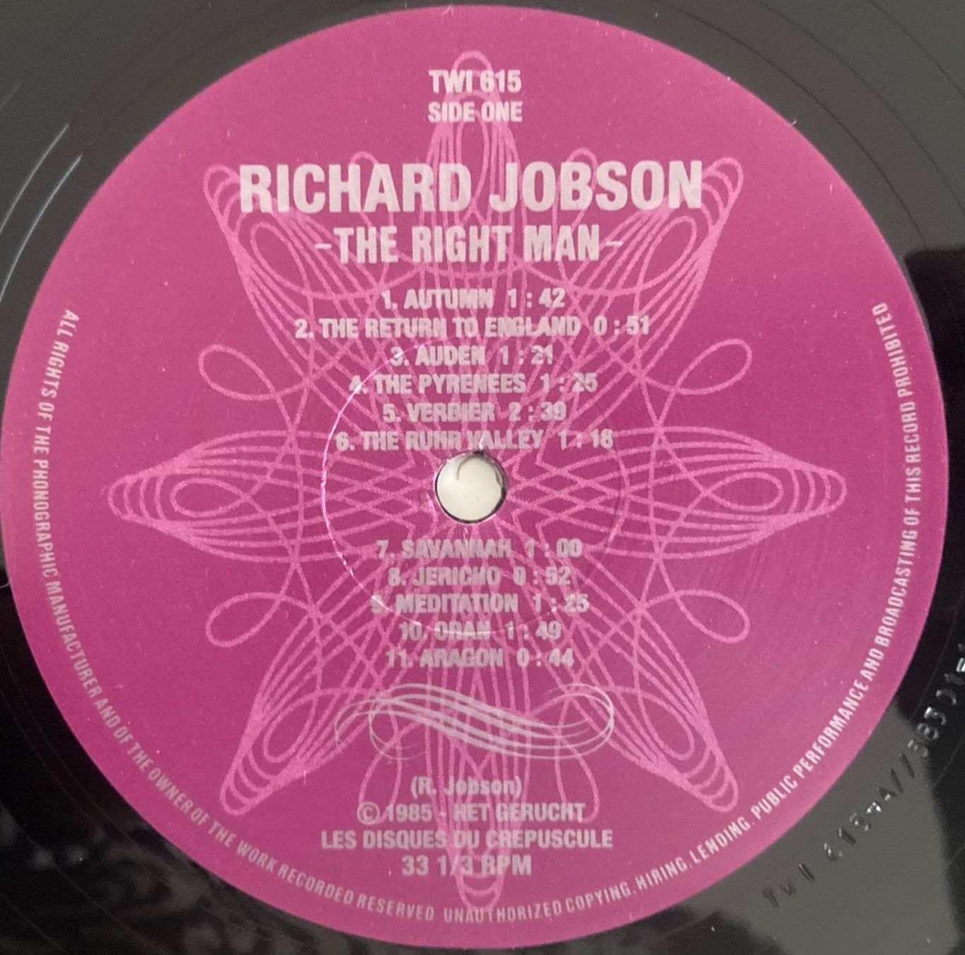 Dischi in vinile: RICHARD JOBSON - THE RIGHT MAN – Usato da Poliez-Pittet venduto da Newtown-Records 2