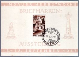 1947 BRIEFMARKEN-AUSSTELLUNG LINDAUER HERBSTMESSE - EW68