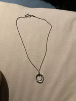 FOSSIL Halskette 925 Sterling Silber mit rundem Zirkonia-Anh