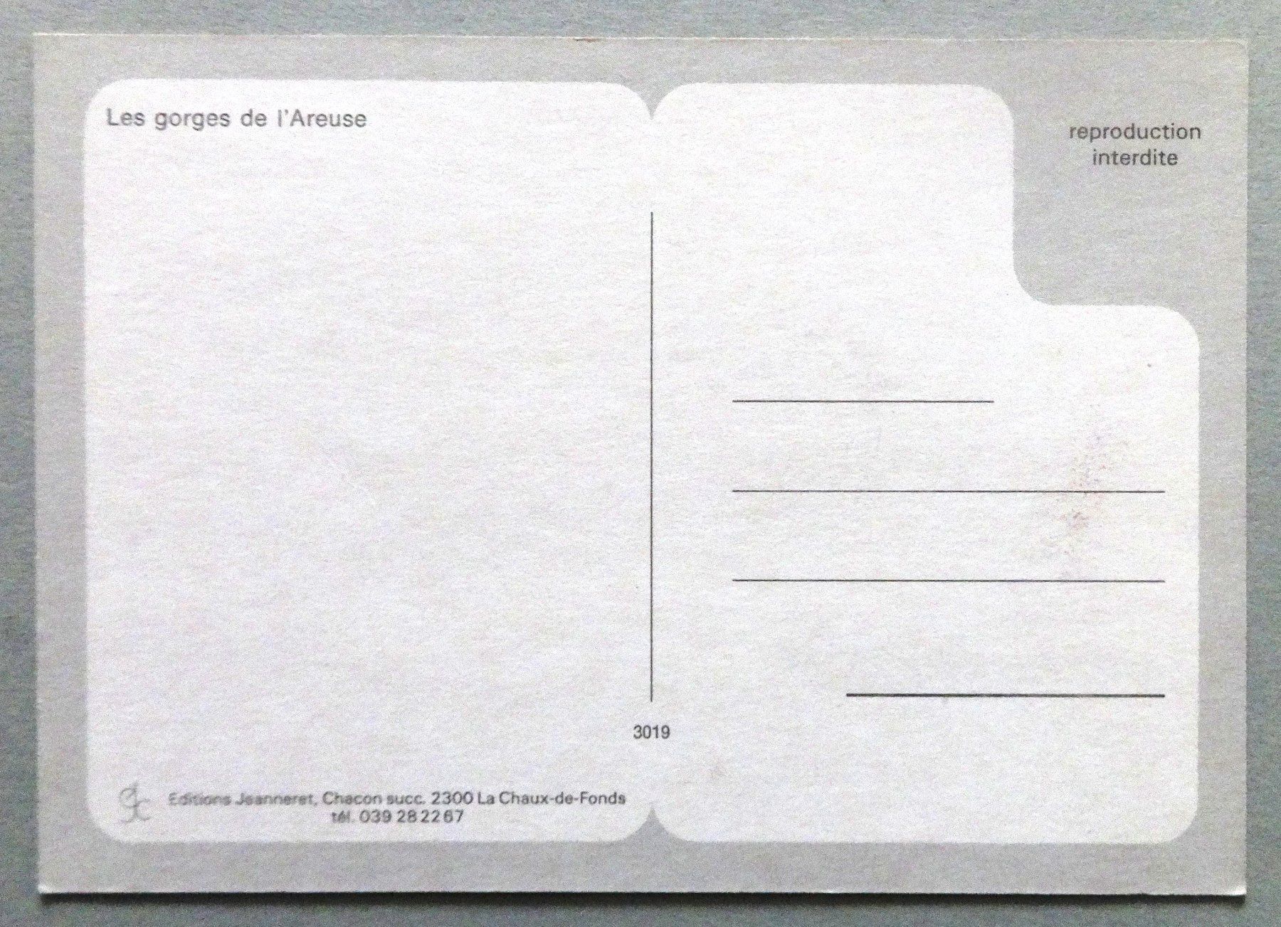 Cartes postales: Les Gorges de l' Areuse – D'occasion à Fétigny par Billy2miny 1