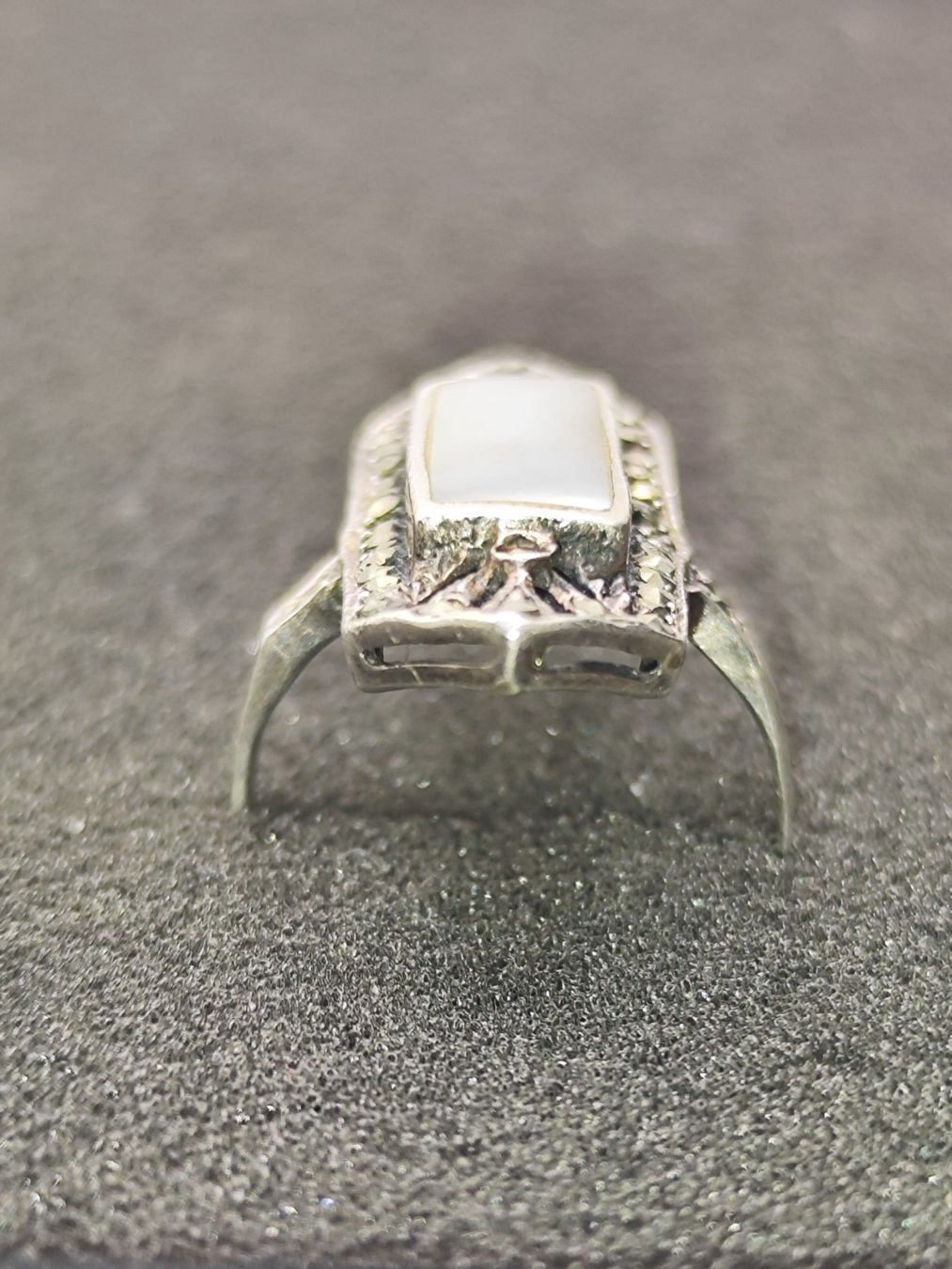 Anelli: Art Deko 925er Silber Ring mit Perlmutt, Markasiten Top – Usato da Steffisburg venduto da mat_8s7d 4