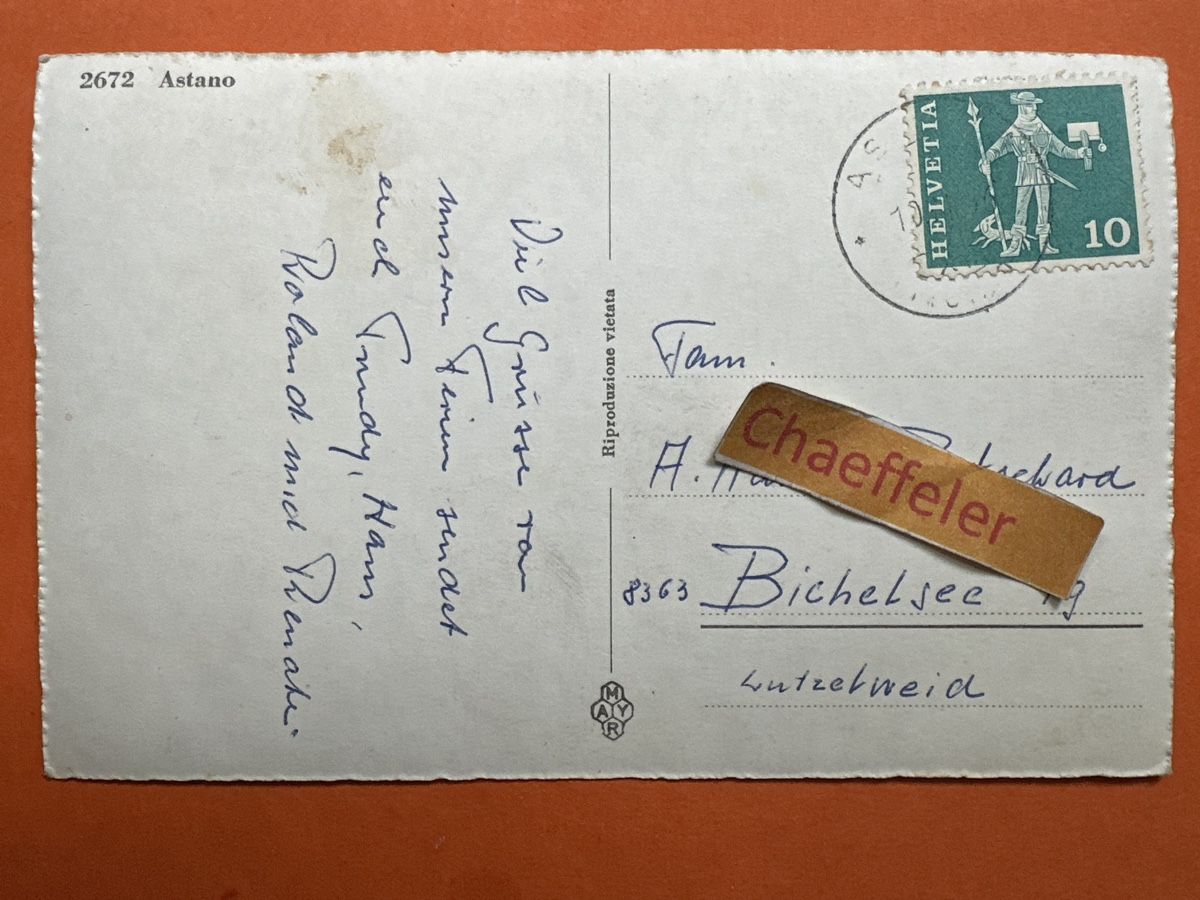 Cartoline postali: 2672 Asrano – Usato da Zürich venduto da Chaeffeler 1