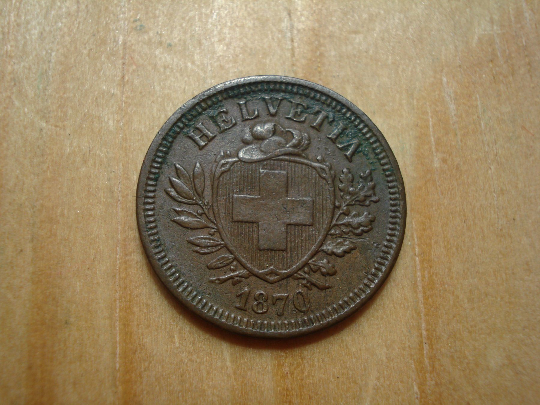Alle Münzen: (N°5) 1 Rappen 1870 – Gebraucht aus Erlach von Net-Coins