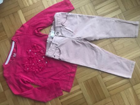Hose Zara + Shirt mit Blumen Grösse 92/98 - Porto 3.40