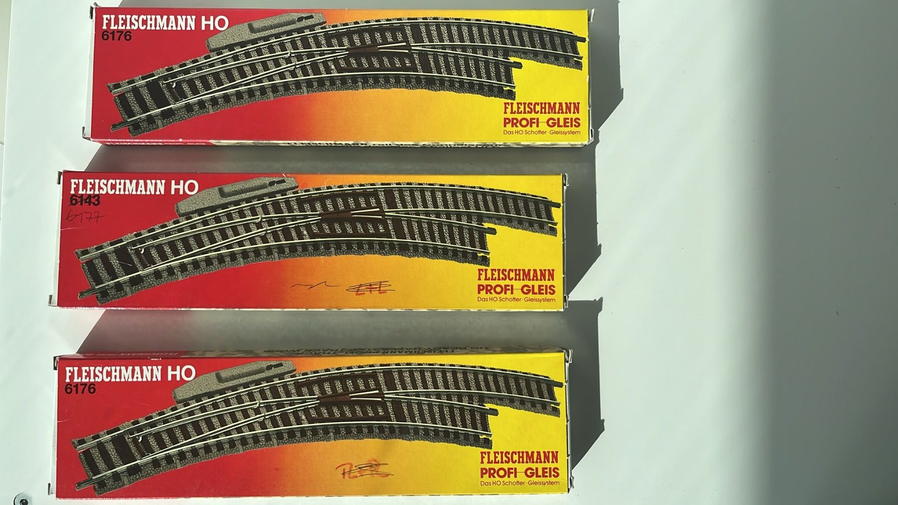 Fleischmann Modelleisenbahnen: 6x Weichen von Fleiscmann 6143 – Neu (gemäss Beschreibung) aus Baden von Muschti