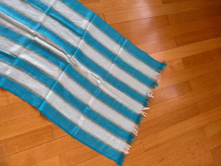 Sommer Schal mit Streifen, hellblau/weiss, neuwertig