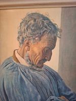 Gemälde, Vintage, Hodler, Meditation, Kunstblatt gefirnisst