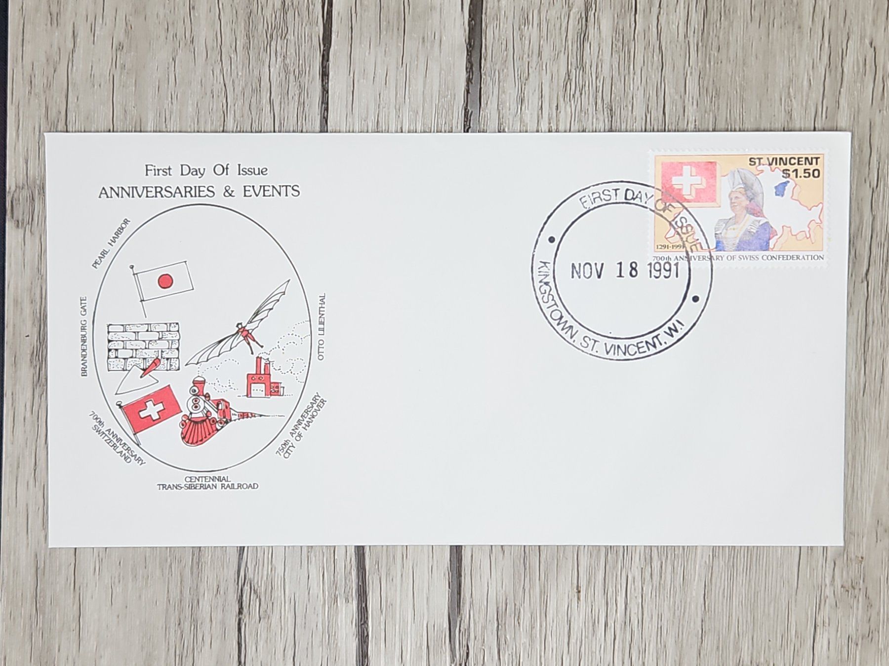 Alle Briefmarken: CL07 Enveloppe + Timbre St. Vincent 1991 – Gebraucht aus Cousset von Patrick_Collections