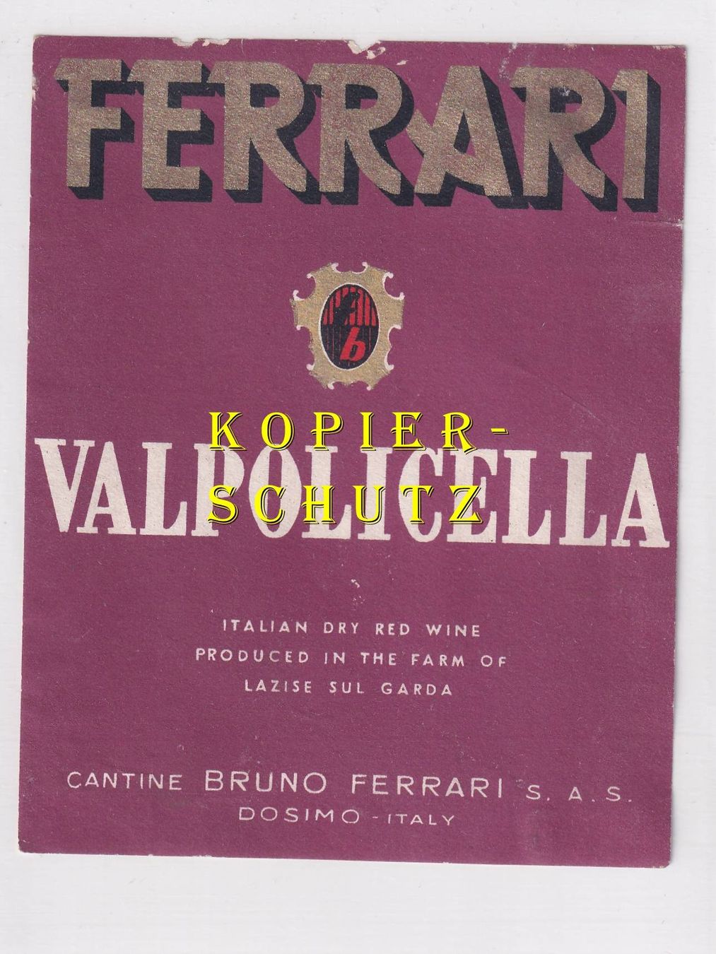 Papiere: Etikette - Valpolicella (Ferrari) /bd – Gebraucht aus Hombrechtikon von Rudolf07