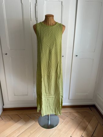 Kleid moosgrün-weiss gemustert S