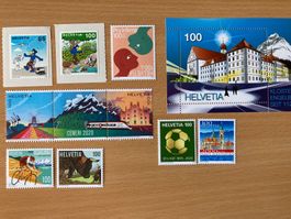 10 Briefmarken aus dem Jahr 2020, postfrisch mit Gummi