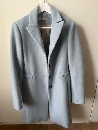 Winterlicher Damen Wollmantel, hellblau, Gr. M, TOP!