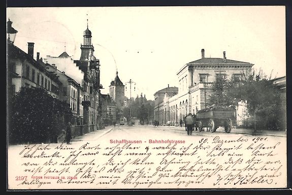Cartoline postali: Schaffhausen, Blick in die Bahnhofstrass – Usato da Berlin venduto da bartko-reher