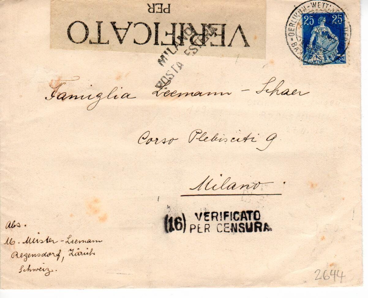Tutti i francobolli: Brief nach Italien - Zensur – Usato da Wolhusen venduto da Curver9