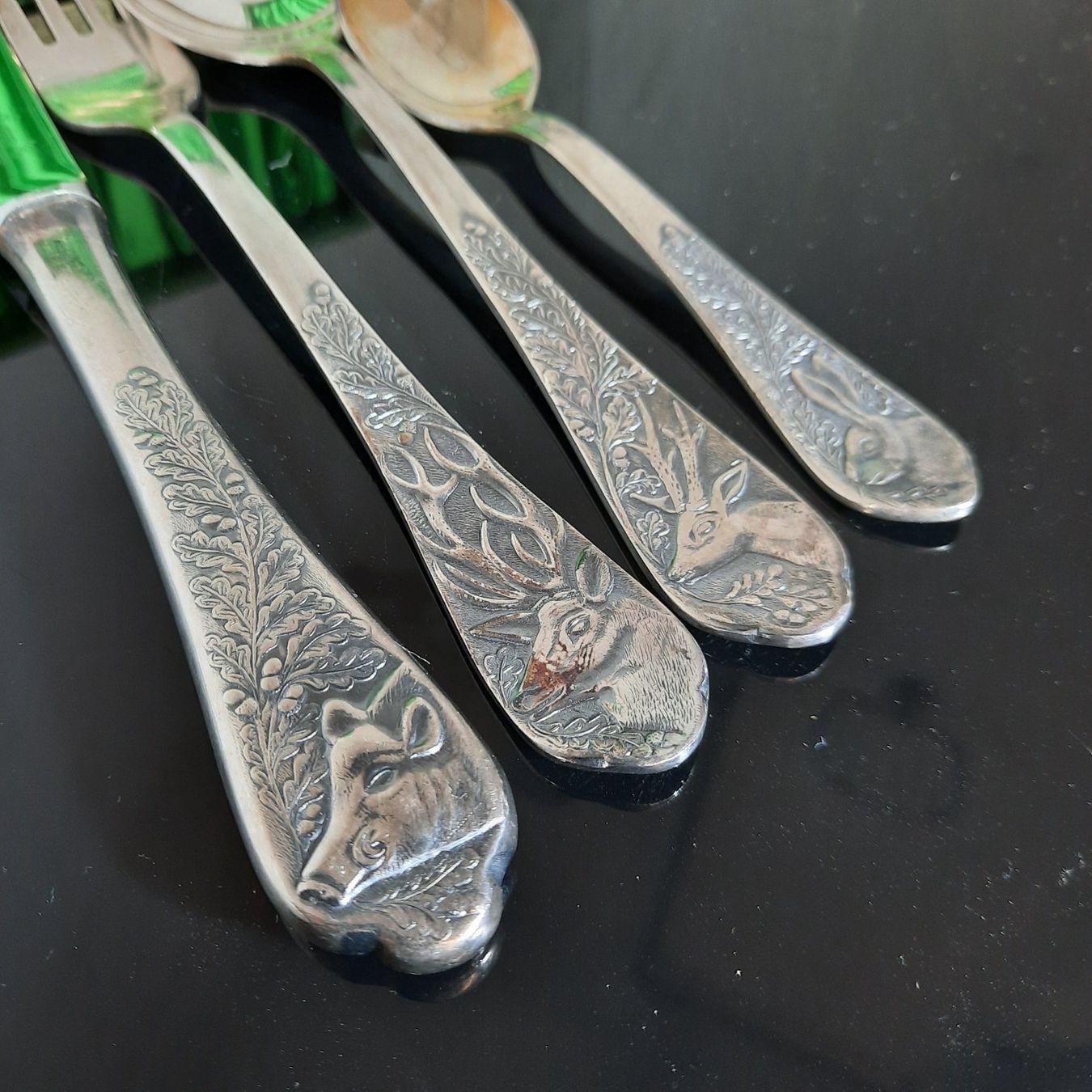 Set di posate: Besteckset KB Solingen mit Tierdesign – Usato da Unterägeri venduto da Altgoldschmuck 2