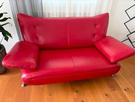 Leder Sofa rot 2 Plätze