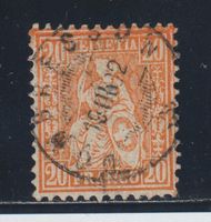 Sitzende Helvetia Nr. 48b Abart gestempelt / Befund