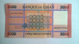 Billet banque Liban 5000 Livres série 1994/95 UNC