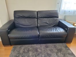 Sofa 2-Sitzer Leder schwarz gebraucht