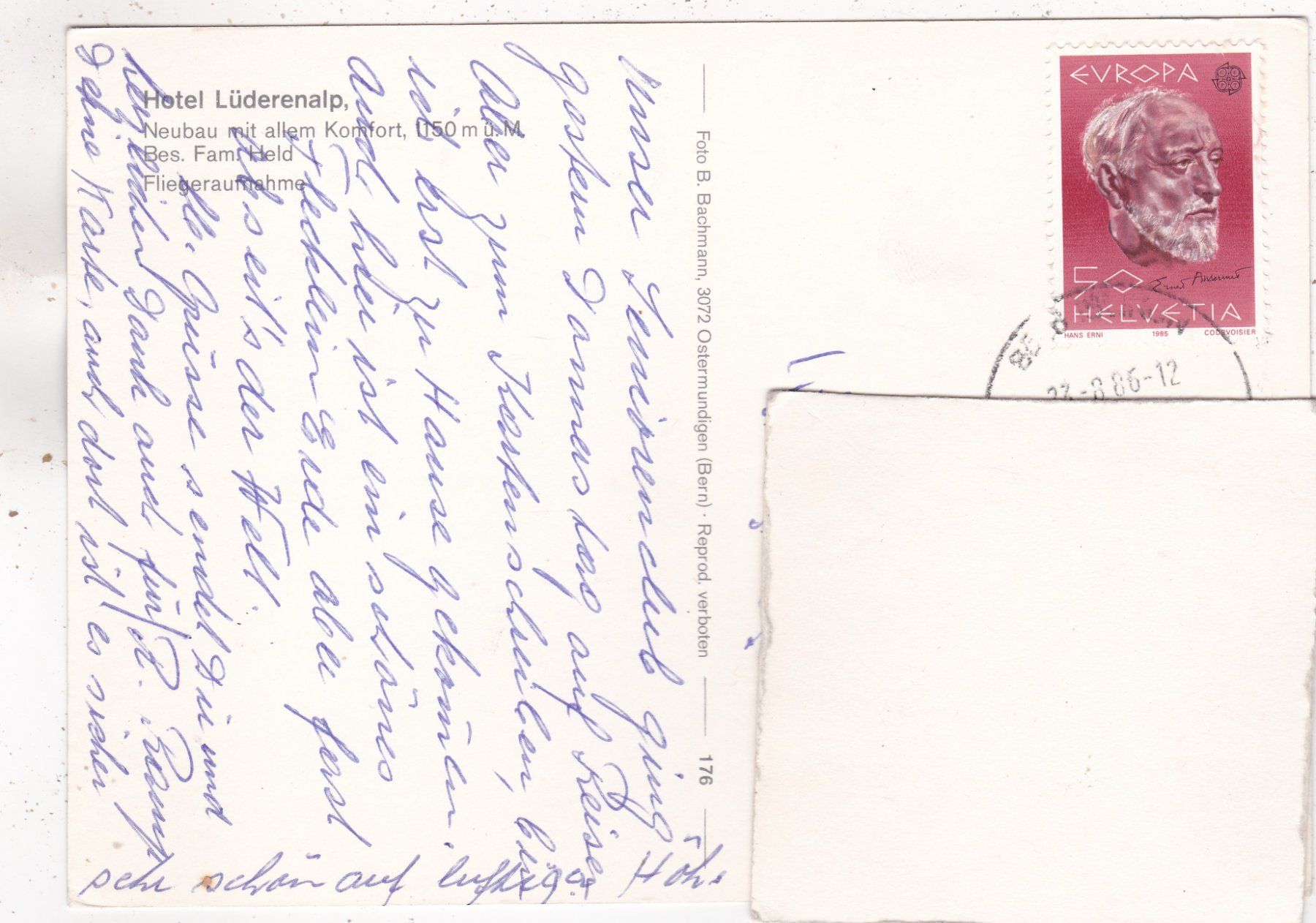 Cartoline postali: Hotel Lüderenalp 1986 – Usato da Herisau venduto da Lisegrat2008 1