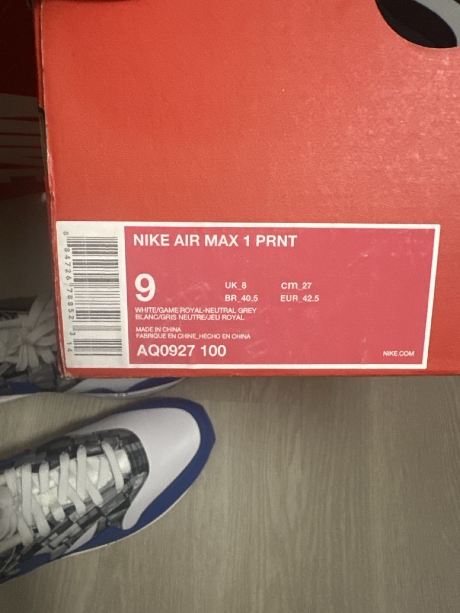Nike Scarpe da uomo: Nike Air Max 1 PRNT Gr. 42.5 Royal – Nuovo e nell'imballaggio originale da Trimmis venduto da Subburbia 3
