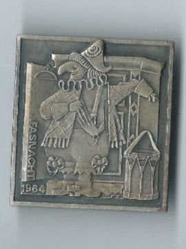 Basler Plaketten & Abzeichen: Fasnachtsplakette Basel, "Blaggedde" 1964 (Silber) – Gebraucht aus Zürich von t24_de
