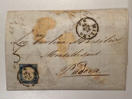 Italien 1860, Brief/Briefumschlag, gestempelt Milano/Padova