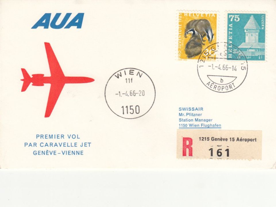 Tutti i francobolli: SLH RF 66.2 b Genève-Wien – Usato da Bürglen TG venduto da StampGraf