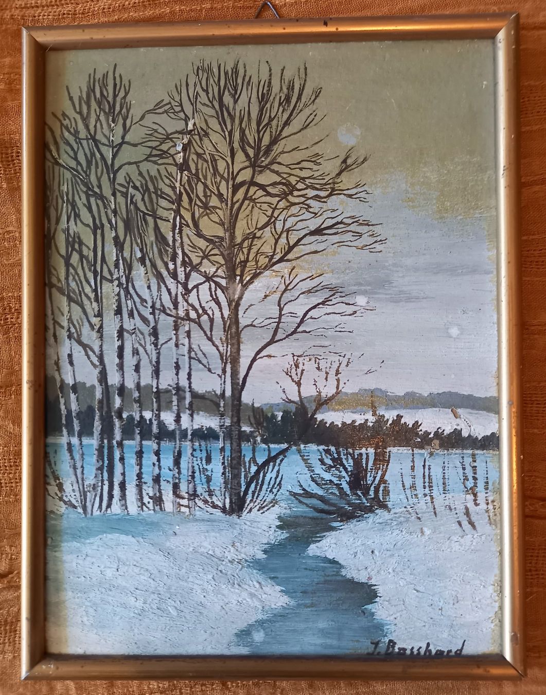Dipinti: Winterlandschaft: Öl auf Malkarton – Usato da Untersiggenthal venduto da Lindomagos