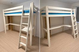 Lit mezzanine  Micasa Flexa Classic - massif avec bureau
