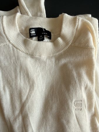 Pullover G-Star M Creme leichter Strickpullover Herren Damen