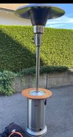 Terrassenheizer Gasheiz Strahler aus Edelstahl mit Holztable