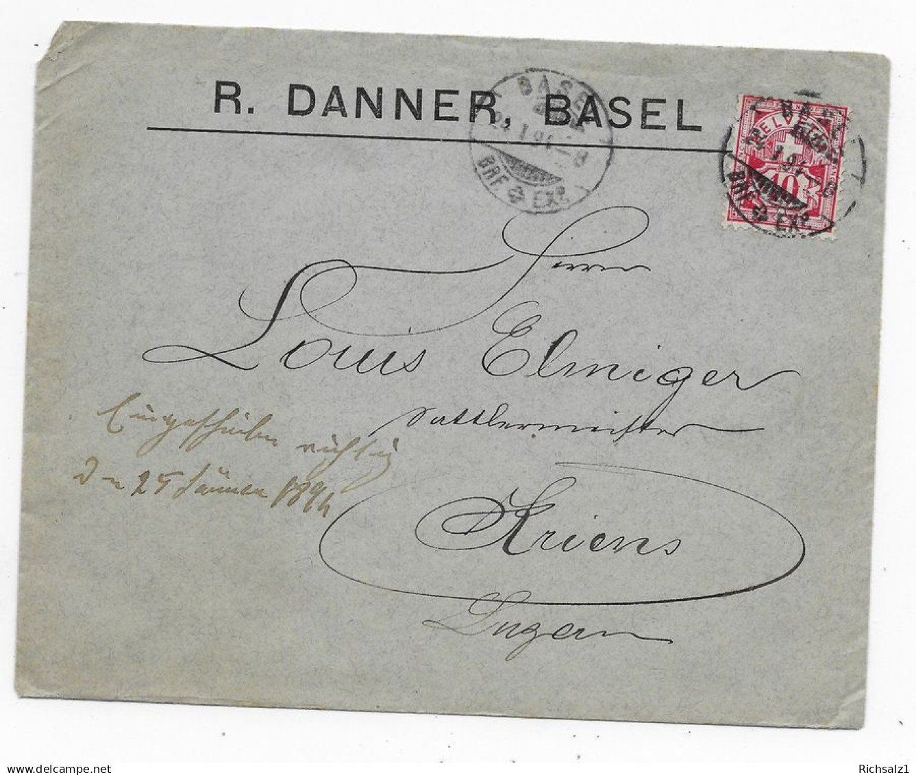 Tutti i francobolli: Heimat Basel: R.Danner Möbelfedern- Fabrik, Eisenwaren en gr – Usato da Hefenhofen venduto da Richsalz 1