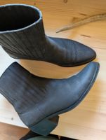 Schwarze Leder Westernstiefeletten, Gr. 40